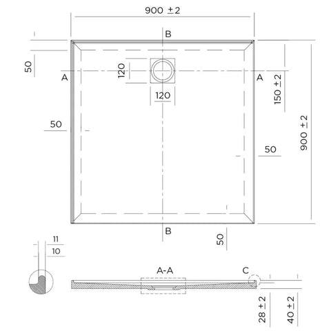 Profile Low Profile Polymarble Shower Base - Various Sizes