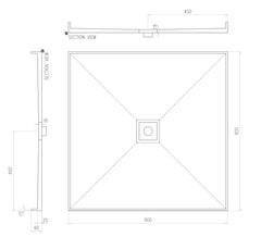 Builder Range Tile Shower Tray with Tile Insert Square Waste (Australian Made) - Various Sizes