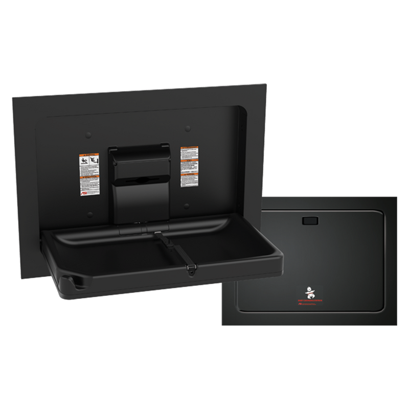 BABY CHANGE STATION, PARALLEL, MATTE BLACK, CLAD STAINLESS STEEL – RECESSED (10-9018-41)