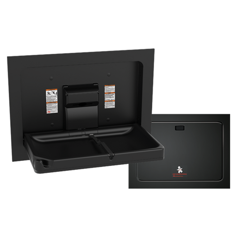 BABY CHANGE STATION, PARALLEL, MATTE BLACK, CLAD STAINLESS STEEL – RECESSED (10-9018-41)