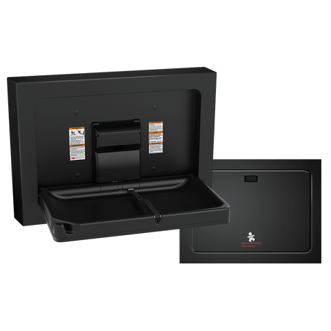 BABY CHANGE STATION, PARALLEL, MATTE BLACK, CLAD STAINLESS STEEL – SURFACE MOUNTED (10-9018-9-41)