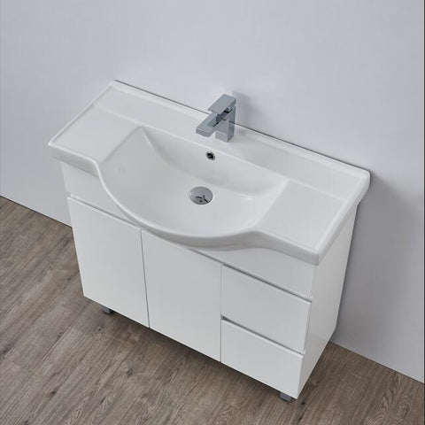 BV96 Gloss White Semi-Recessed Freestanding Vanity - 600 / 750 / 900mm
