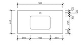 Aulic Cato Silica-Free 25mm thick Solid Surface Vanity Top with Undermount Basin - Various Sizes