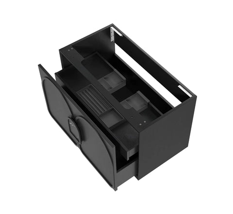 BV90WH Black Oak with Stone handle Wall Hung Vanity - 600 / 750 / 900 / 1200 / 1500 / 1800mm