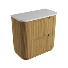 BV35 Fluted Natural Oak Curve Freestanding Vanity - 750 / 900 / 1200 / 1500 / 1800mm