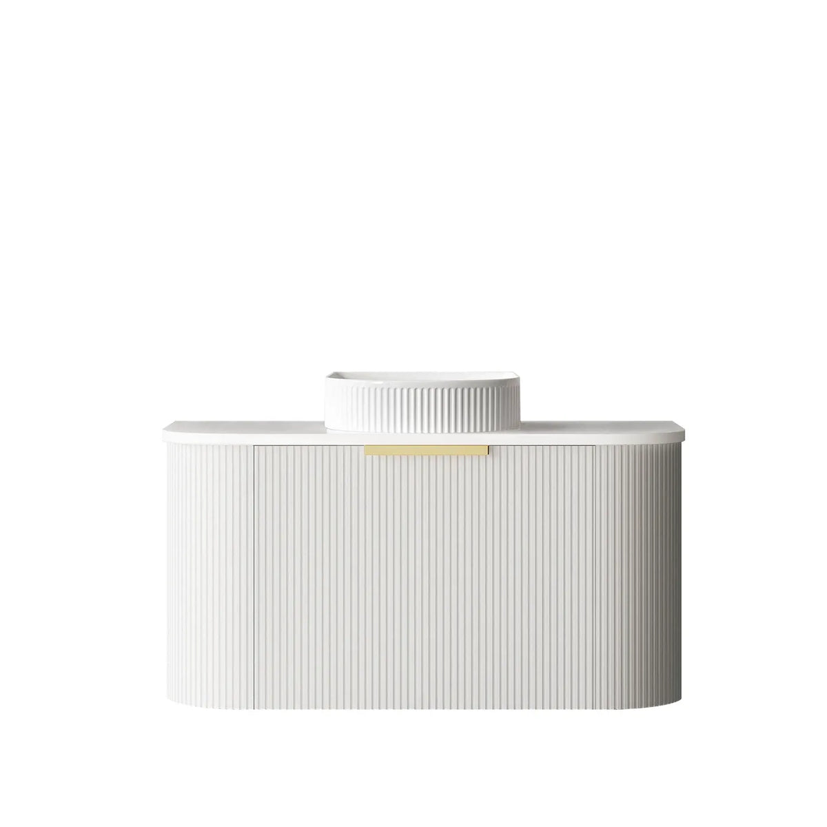 BV63WH Curved Fluted Matte White Wall Hung Vanity