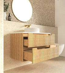 BV43WH Natural Oak Fluted Wall Hung Vanity - 600 / 750 / 900 / 1200 / 1500 / 1800mm