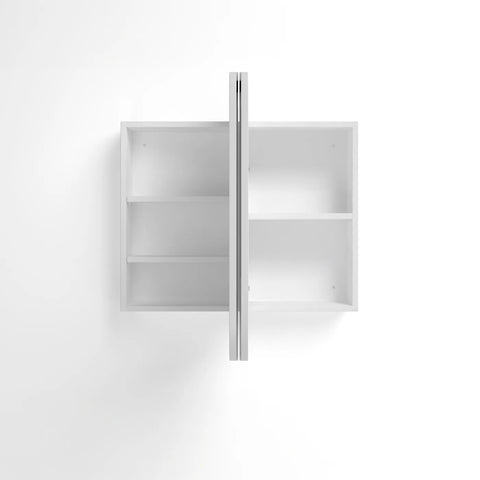 Soft Square Mirror Cabinet Pencil Edge 900/1200/1500/1800mm - Matte White / Natural Oak