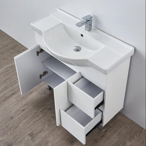 BV96 Gloss White Semi-Recessed Freestanding Vanity - 600 / 750 / 900mm