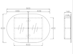 Oval Mirror Cabinet Pencil Edge 900x600 / 1200x750 / 1500x900mm - Various Colours