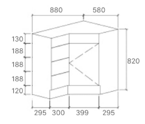 BV42 Timber Fingerpull Freestanding Corner Vanity - 600 / 900mm