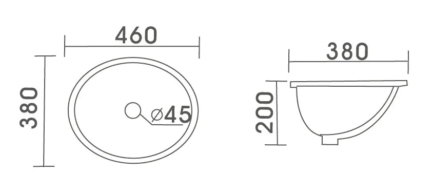 Stardust Undermount Ceramic Basin 460x380mm