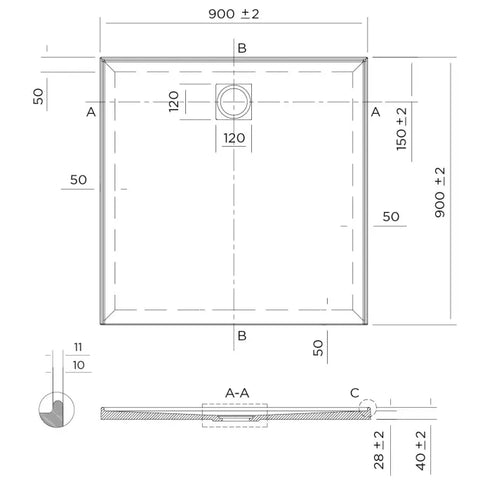 Profile Low Profile Polymarble Shower Base - Various Sizes