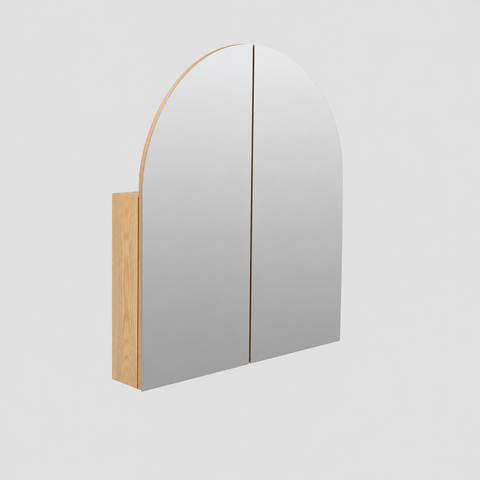 Moon Shape Mirror Cabinet Pencil Edge 800x900mm / 1200x800mm - Matte White / Woodgrain