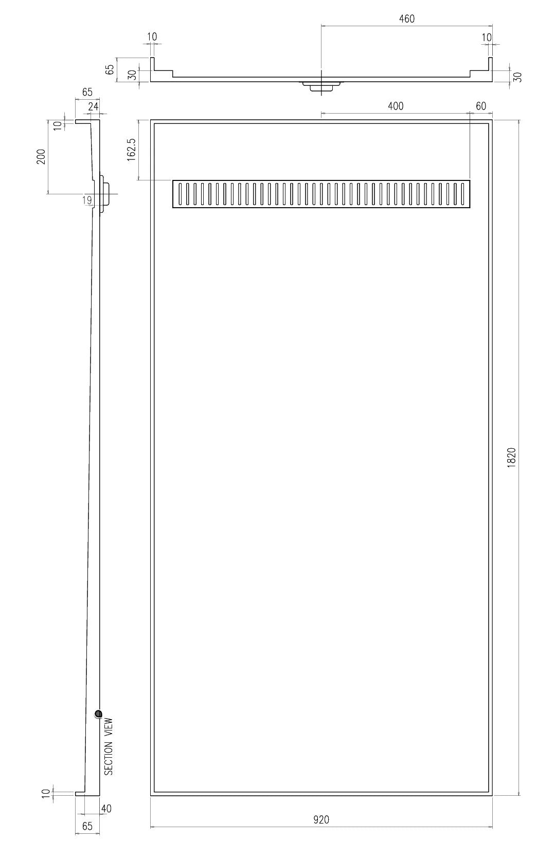 Tile Over Shower Tray with Channel Grate (Australian Made) - Various Sizes