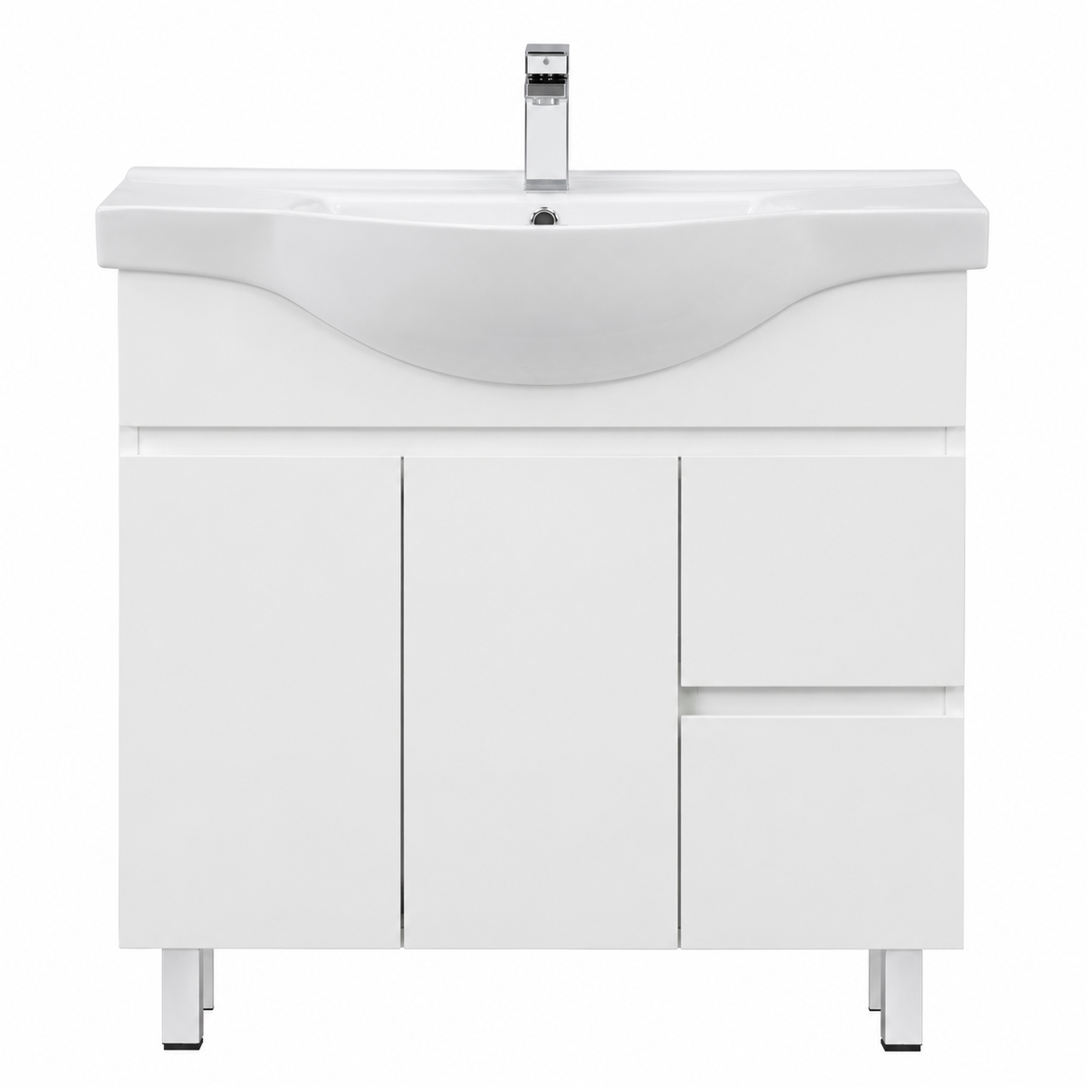 BV96 Gloss White Semi-Recessed Freestanding Vanity - 600 / 750 / 900mm