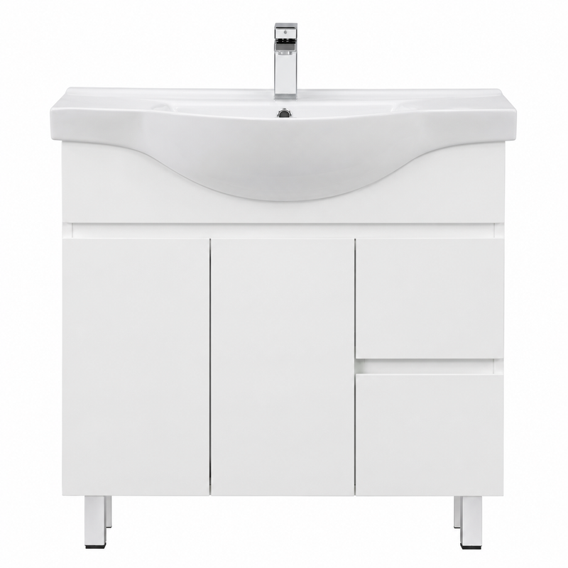 BV96 Gloss White Semi-Recessed Freestanding Vanity - 600 / 750 / 900mm
