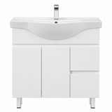 BV96 Gloss White Semi-Recessed Freestanding Vanity - 600 / 750 / 900mm