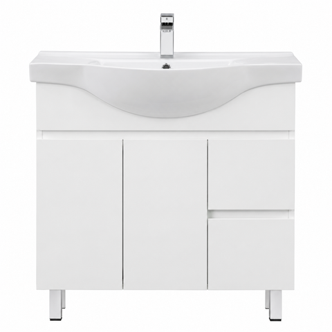 BV96 Gloss White Semi-Recessed Freestanding Vanity - 600 / 750 / 900mm