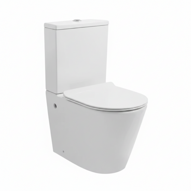 Short Projection Back To Wall Rimless Flush Toilet Suite with Soft Close Seat - White (4 Star)