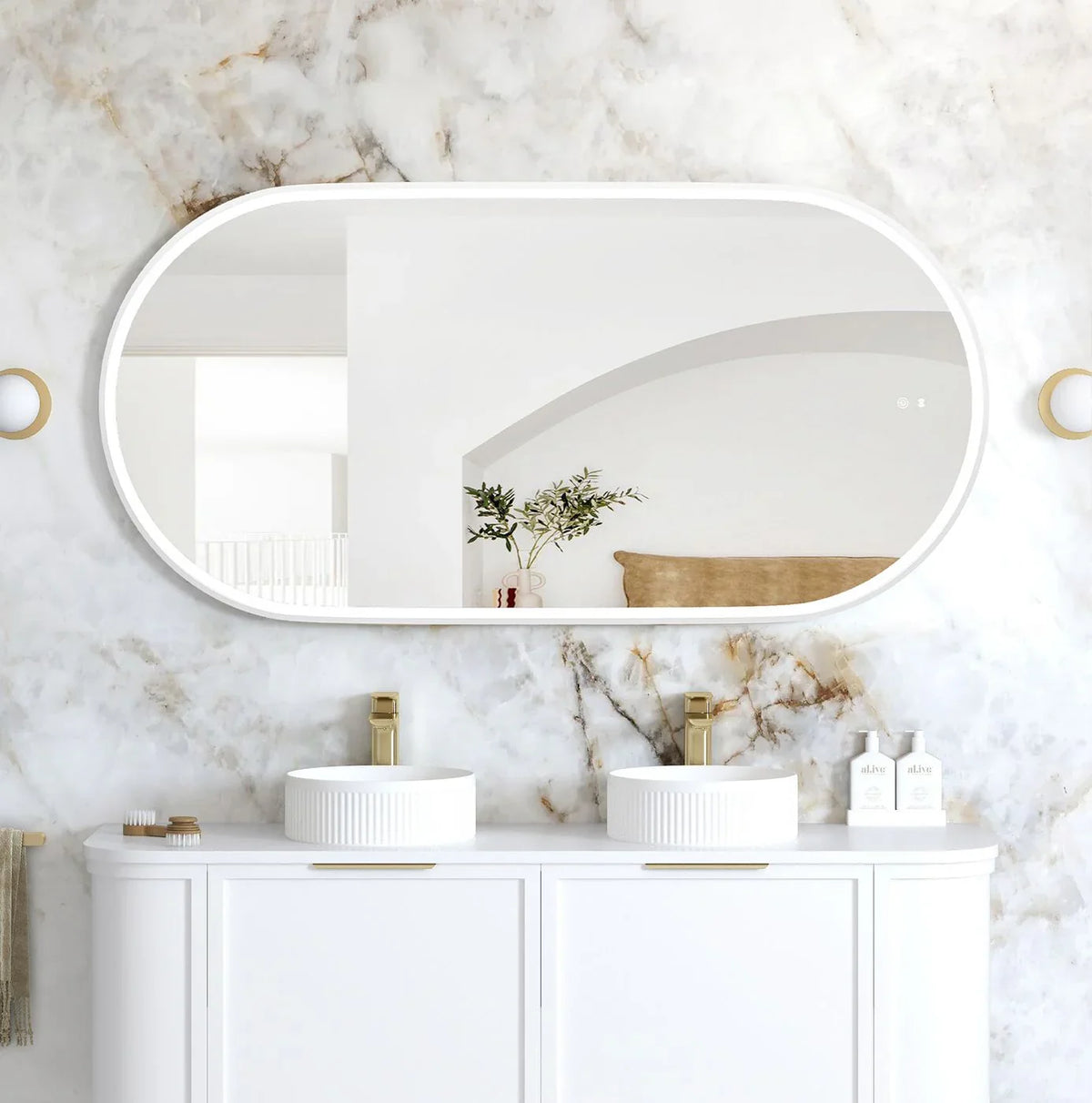 Oval LED Mirror Backlit 1200/1500/1800x750mm - Various Colors Frame