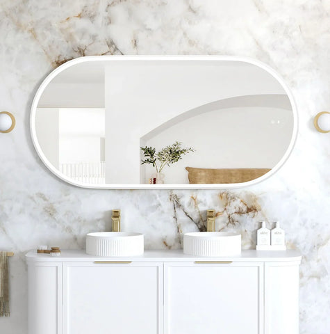 Oval LED Mirror Backlit 1200/1500/1800x750mm - Various Colors Frame