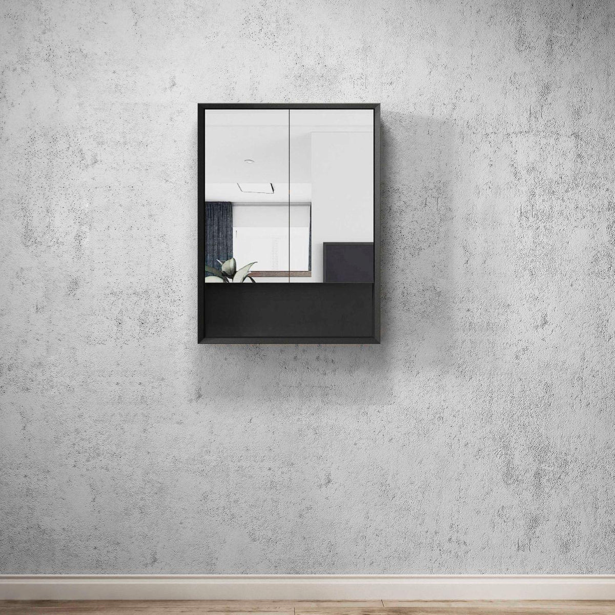 Mirror Cabinet with Open Shelf Pencil Edge - 600/750/900/1200/1500x800mm - Various Colours