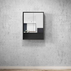 Mirror Cabinet with Open Shelf Pencil Edge - 600/750/900/1200/1500x800mm - Various Colours