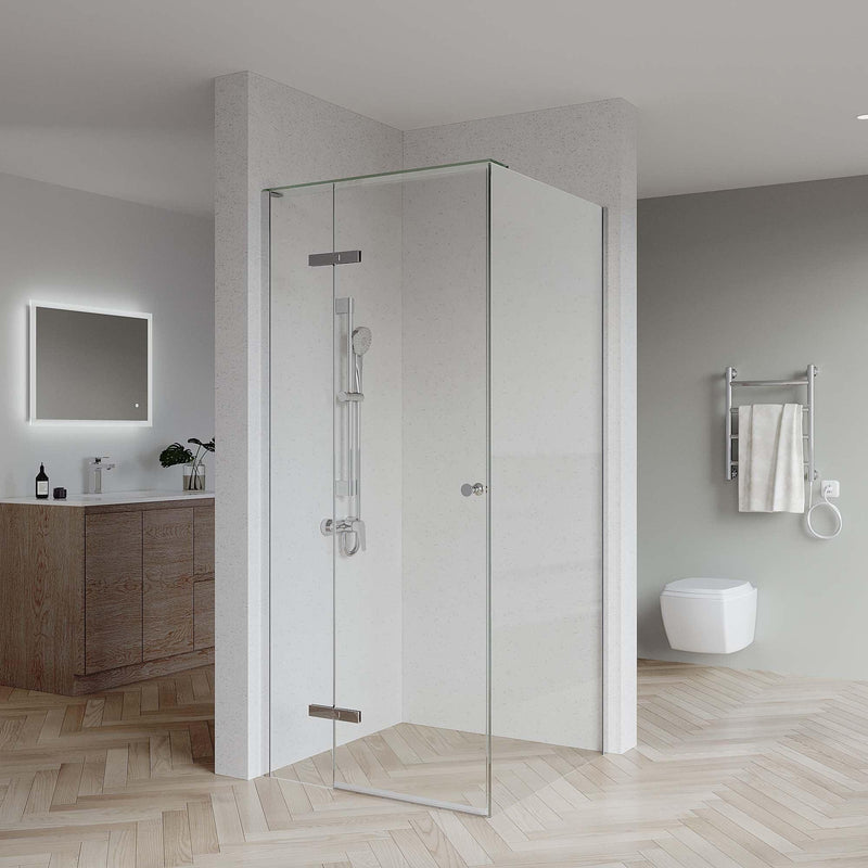SS0817 - 10mm Semi Frameless Shower Screen (2000mm high) with Top Glass Plate - Various Colours & Sizes