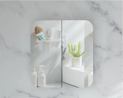 Soft Square Mirror Cabinet Pencil Edge 750/900/1200mm - Matte White / Woodgrain
