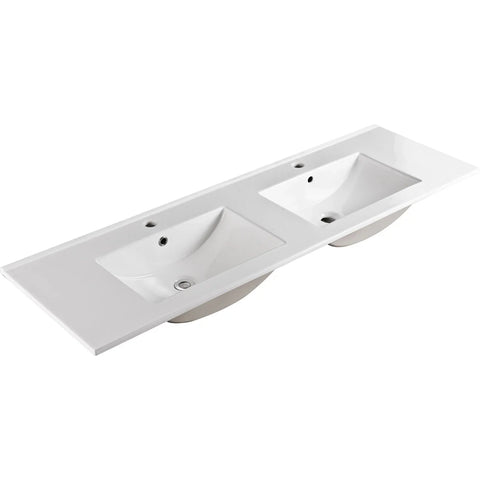 Standard - Gloss White Rectangular Bowl 465mm Depth Ceramic Vanity Top - Various Sizes