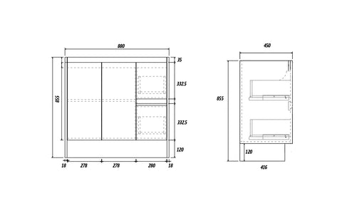 BV03 Gloss White Fingerpull Freestanding Vanity - 600 / 750 / 800 / 900 / 1000 / 1200 / 1500 / 1800mm