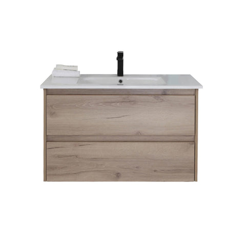 BV10WH Dark Oak Fingerpull Wall Hung Vanity - 600 / 750 / 900 / 1200 / 1500S / 1500D / 1800mm