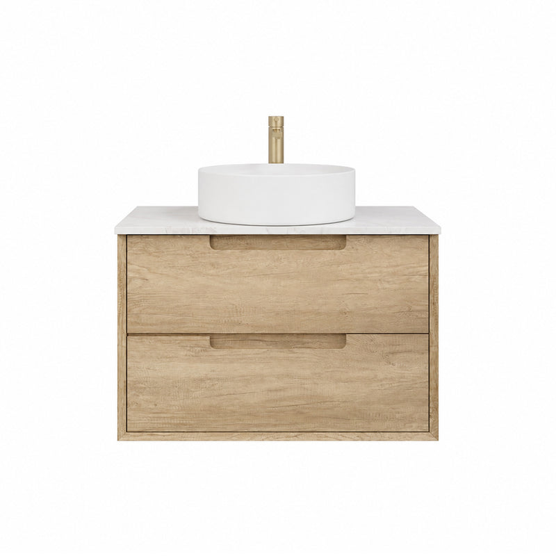 BV25WH Natural Oak Fingerpull Wall Hung Vanity - 600 / 750 / 900 / 1200 / 1500mm