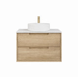 BV25WH Natural Oak Fingerpull Wall Hung Vanity - 600 / 750 / 900 / 1200 / 1500mm