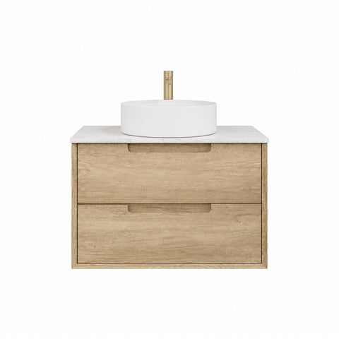 BV25WH Natural Oak Fingerpull Wall Hung Vanity - 600 / 750 / 900 / 1200 / 1500mm