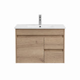 BV27WH Slimline (360mm depth) Dark Oak Fingerpull Wall Hung Vanity - 600 / 750 / 900mm