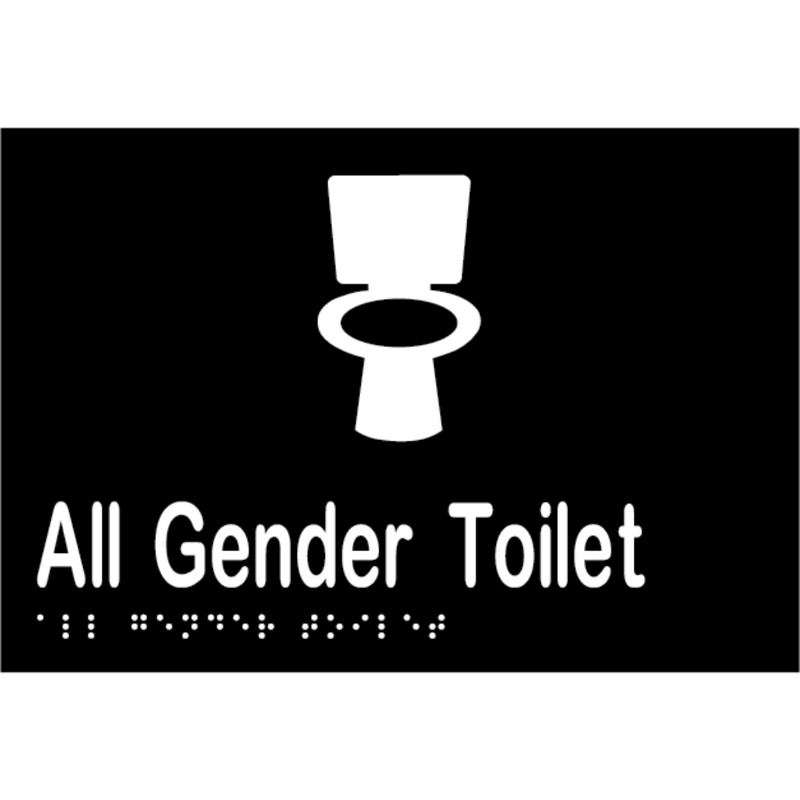 All Gender Toilet Braille Sign in Designer Black Vinyl - MLS16440_BLK