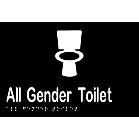 All Gender Toilet Braille Sign in Designer Black Vinyl - MLS16440_BLK