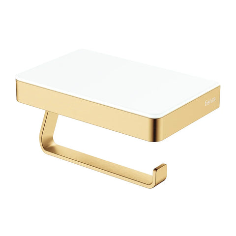 Mia Toilet Roll Holder with Glass Shelf - Various Colours
