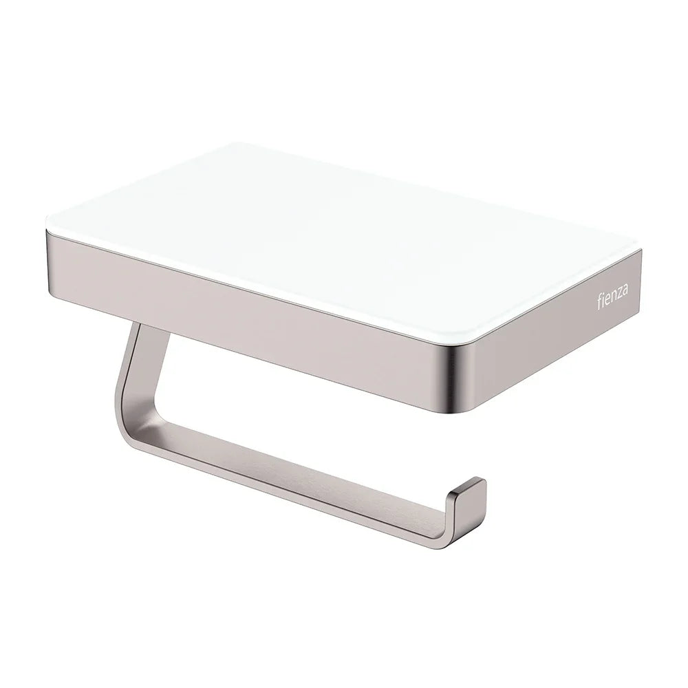 Mia Toilet Roll Holder with Glass Shelf - Various Colours