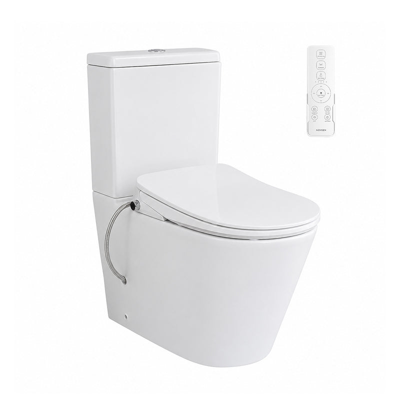 Raised Height Back To Wall Tornado Rimless Flush Toilet Suite with Smart Remote Bidet Seat