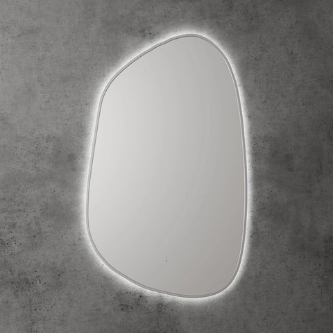 Pebble Shape LED Mirror Touchless switch with Demister 550x900mm - Frameless / with Frame