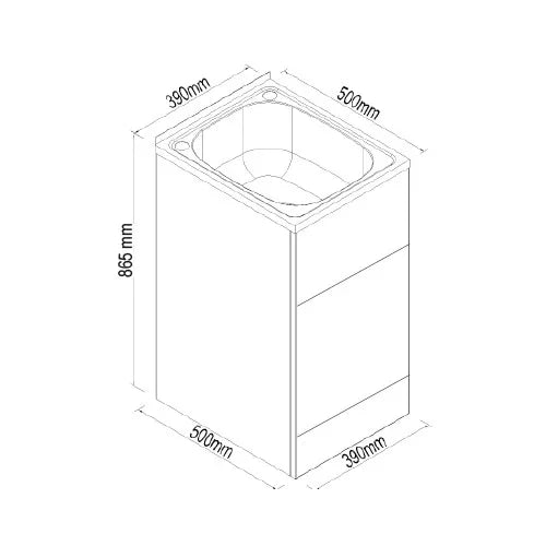 Laundry Trough & Cabinet 27L Stainless Steel/White - 390x500mm
