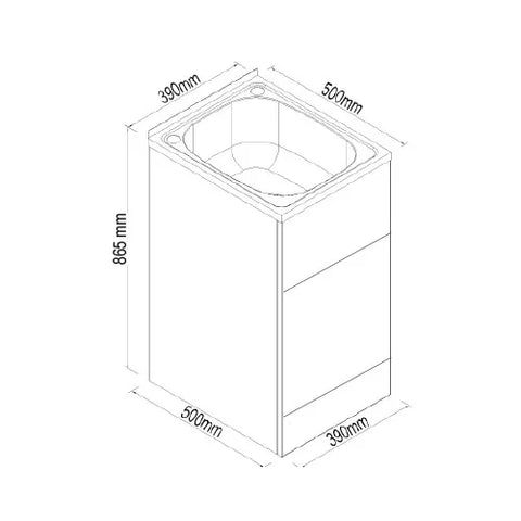 Laundry Trough & Cabinet 27L Stainless Steel/White - 390x500mm