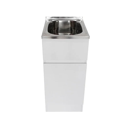 Laundry Trough & Cabinet 27L Stainless Steel/White - 390x500mm