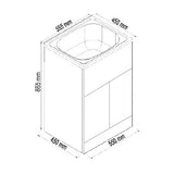 Laundry Trough & Cabinet 35L Stainless Steel/White 555x455mm