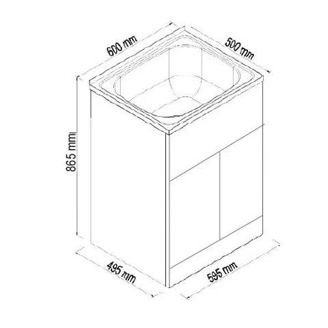 Laundry Trough & MDF Cabinet 45L - 600x500mm