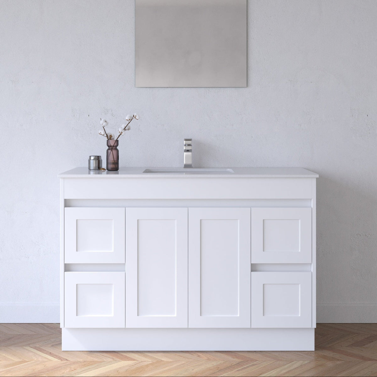 BV01 (500mm Depth) Matte White Shaker Freestanding Vanity - 900 / 1200 / 1500 mm
