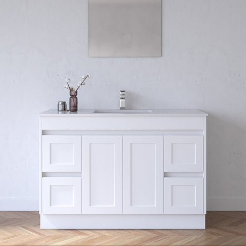 BV01 (500mm Depth) Matte White Shaker Freestanding Vanity - 900 / 1200 / 1500 mm